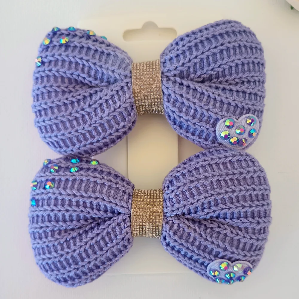 Adorable Lavander Crochet Hair Bow (Set Of 2)🎀✨